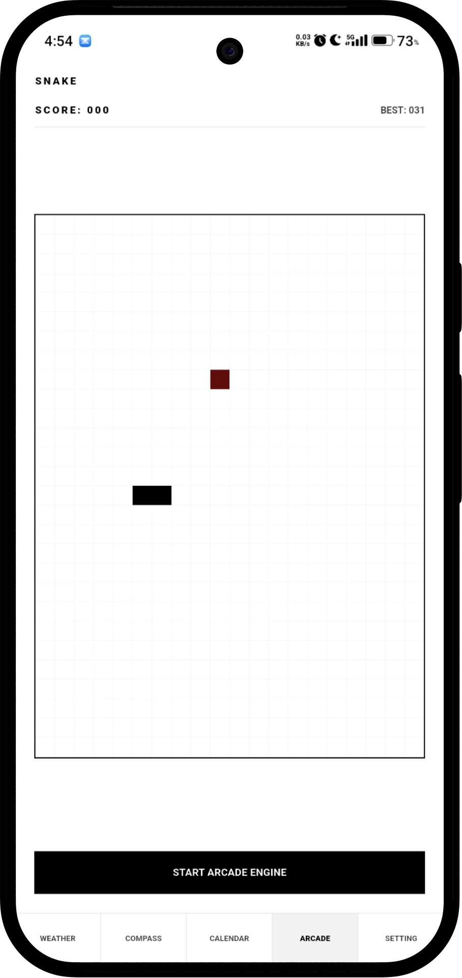 Arcade screen in light mode