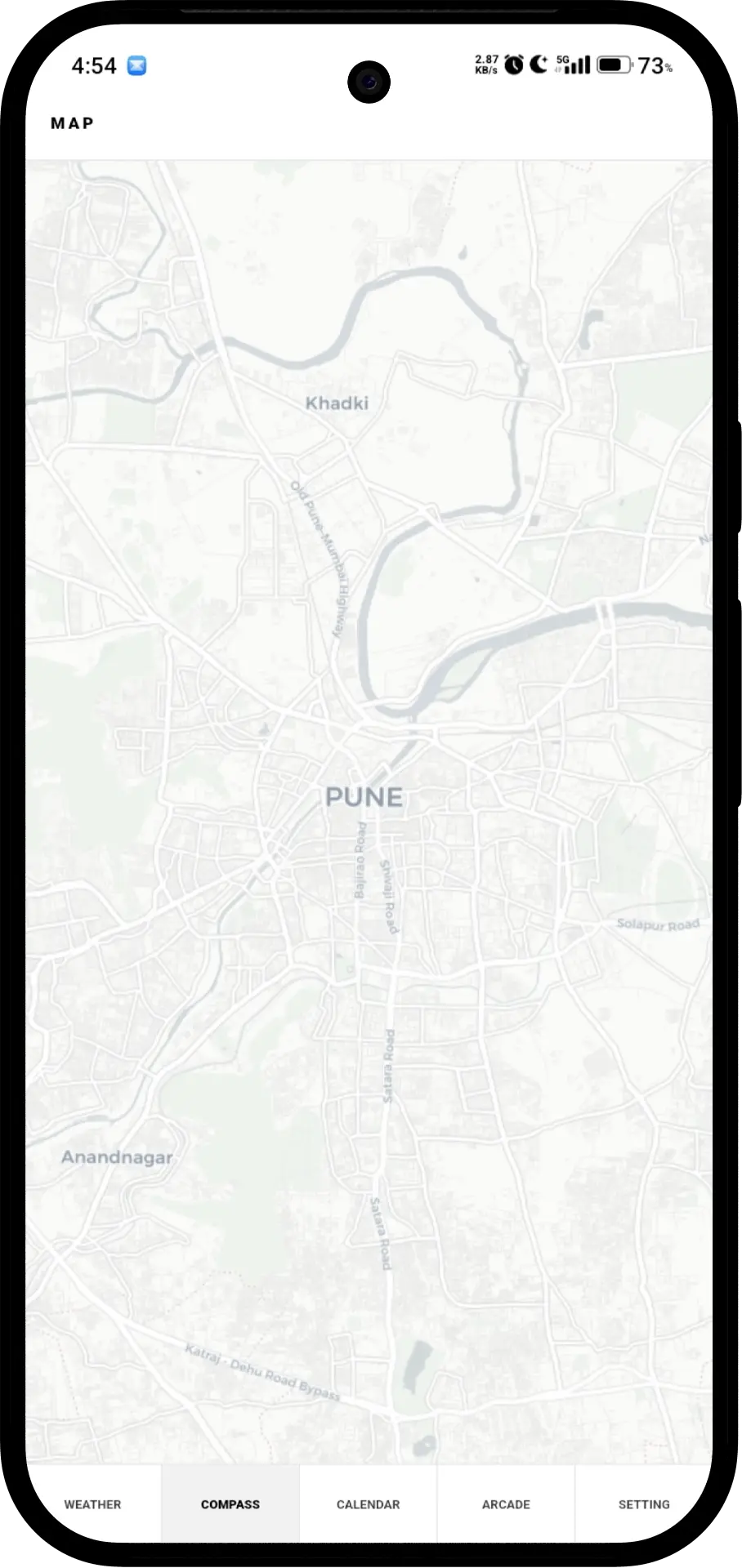 Map screen in light mode
